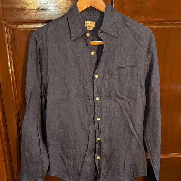 J Crew 100% Linen Shirt - Navy Blue - Small - Picture 1 of 6